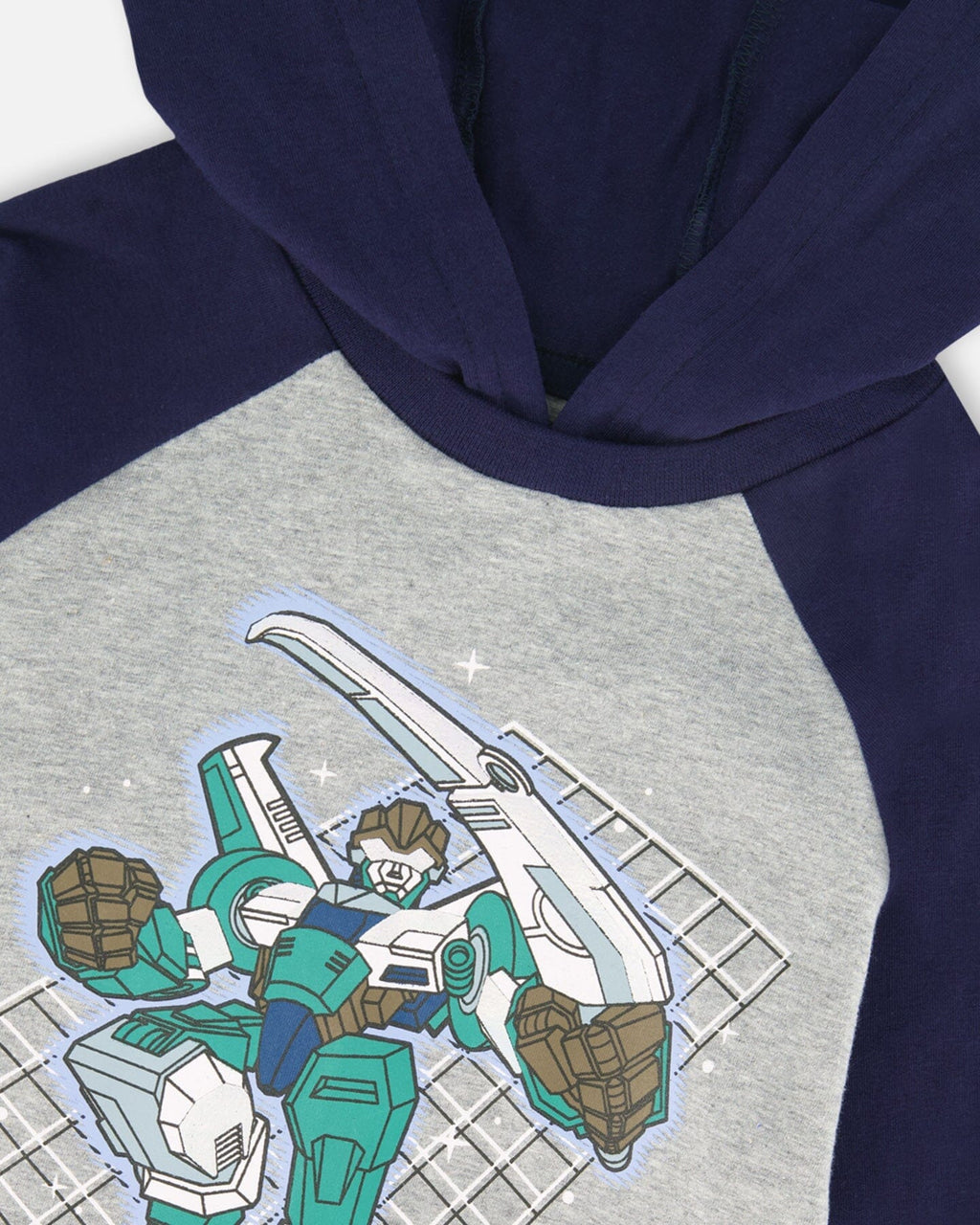 Organic Cotton Jersey Hooded Raglan Sleeve Tee Navy Blue