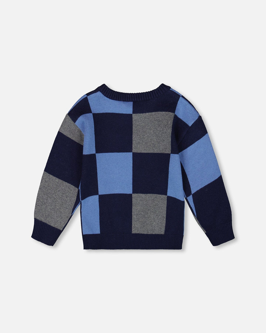 Knit Sweater Blue Checkered