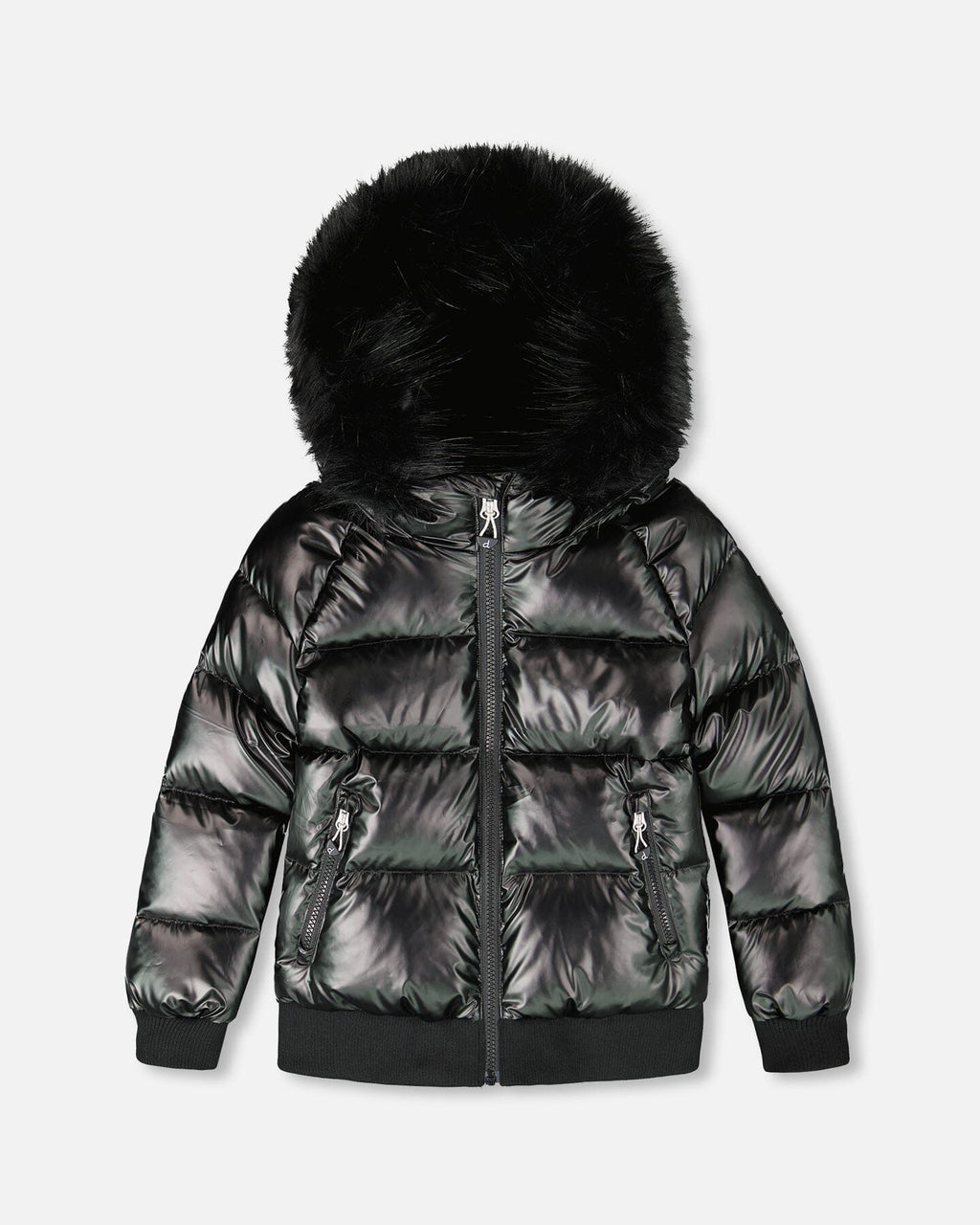 Black Quilted Bomber-Style Winter Coat