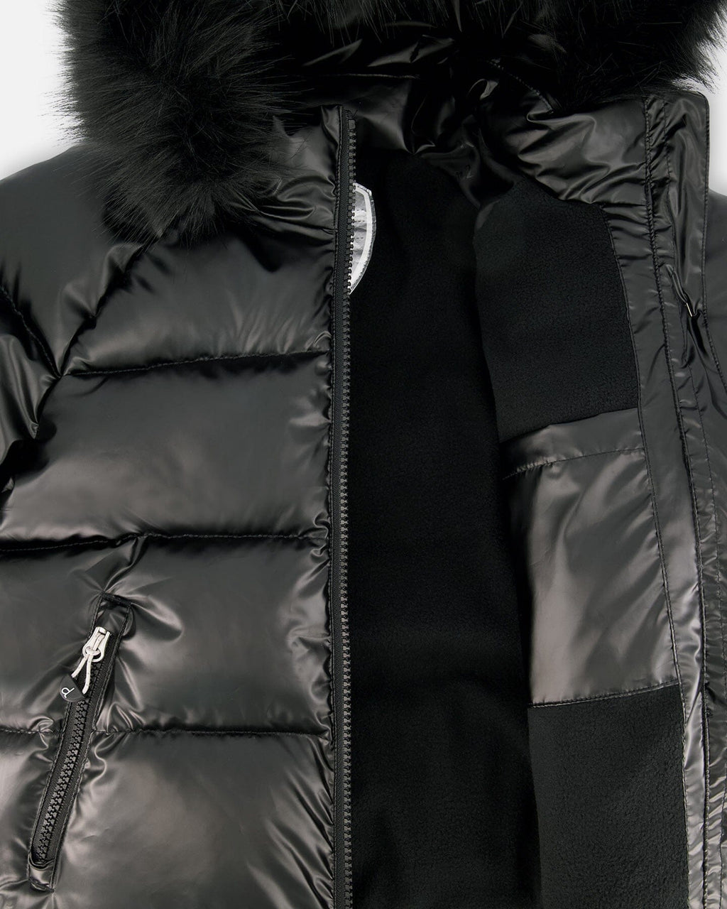 Black Quilted Bomber-Style Winter Coat