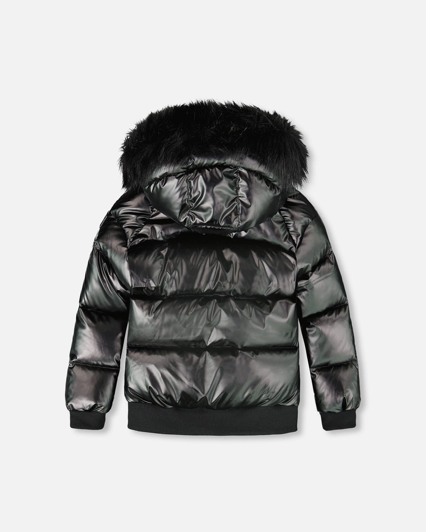 Black Quilted Bomber-Style Winter Coat