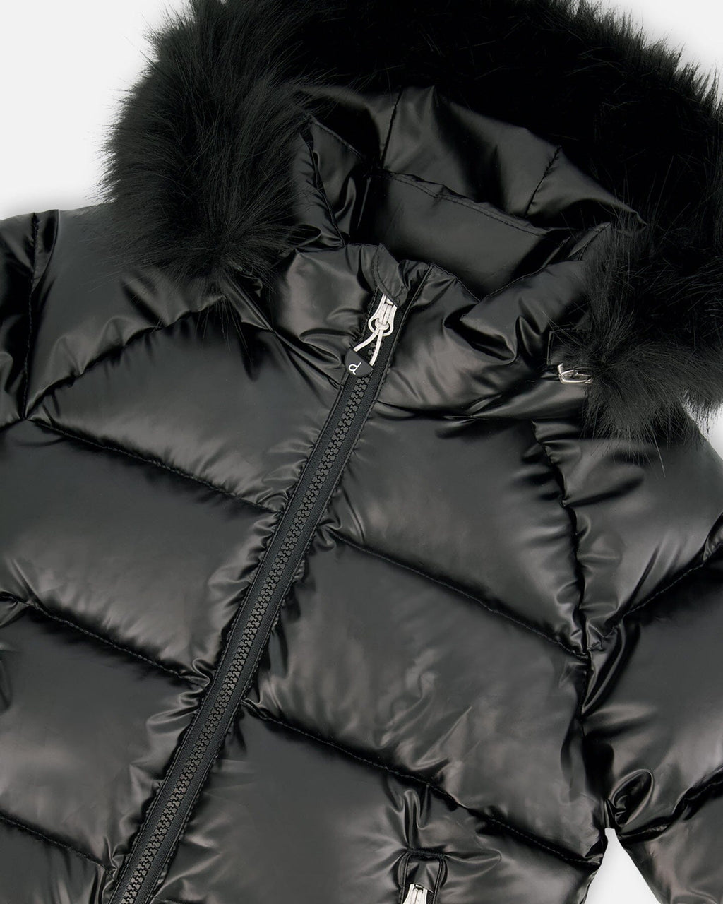 Black Quilted Bomber-Style Winter Coat