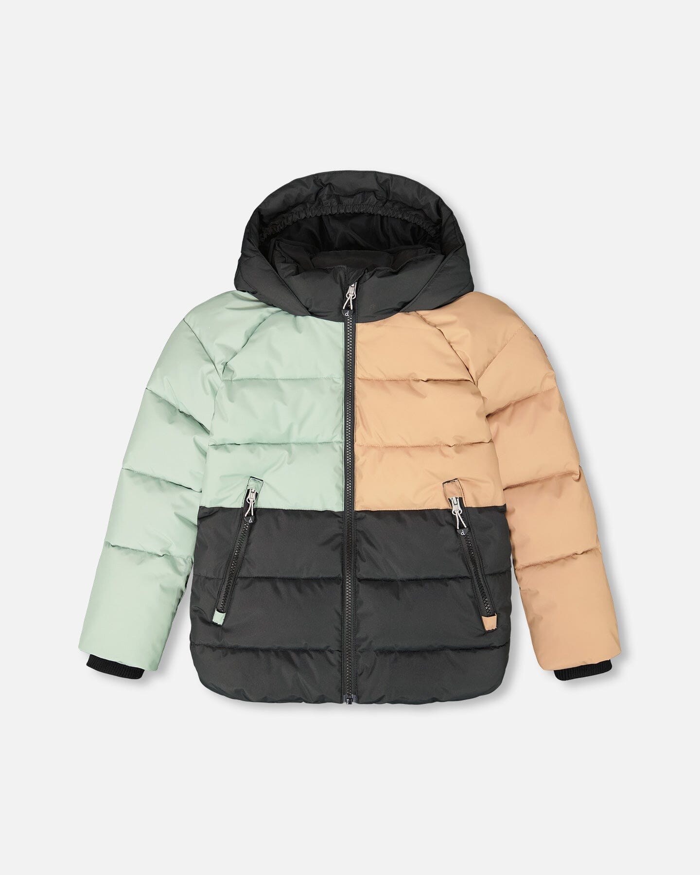 Colorblocked Puffy Winter Coat Black
