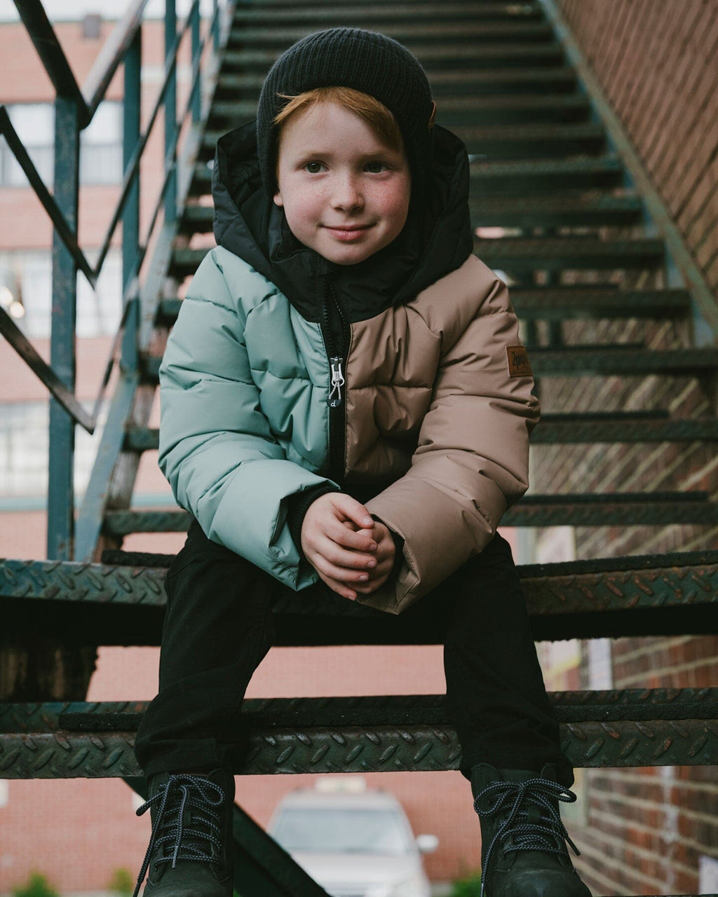 Colorblocked Puffy Winter Coat Black
