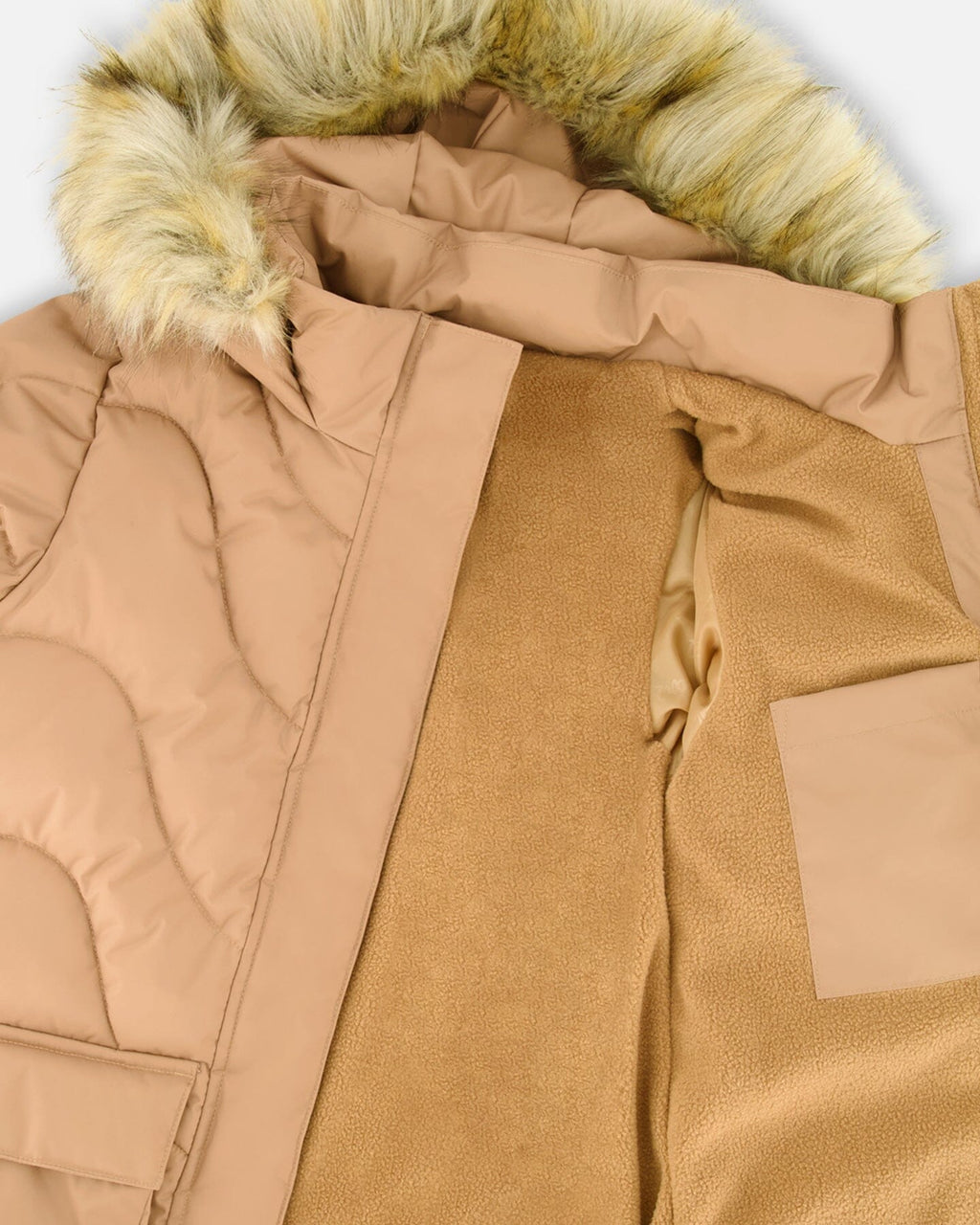 Long Wavy Quilt Puffy Winter Coat Chanterelle