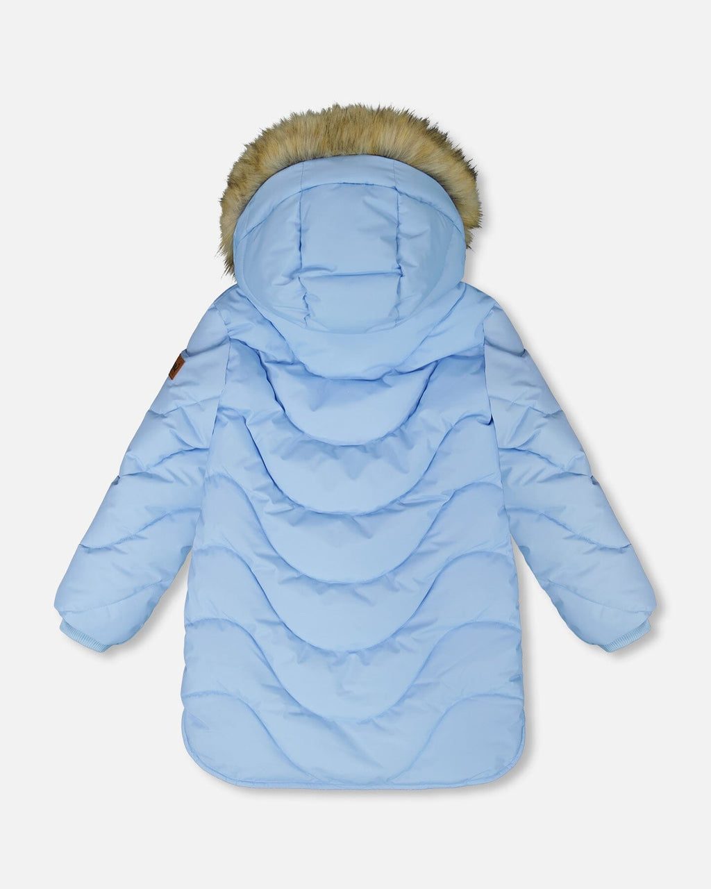 Long Wavy Quilt Puffy Winter Coat Powder Blue