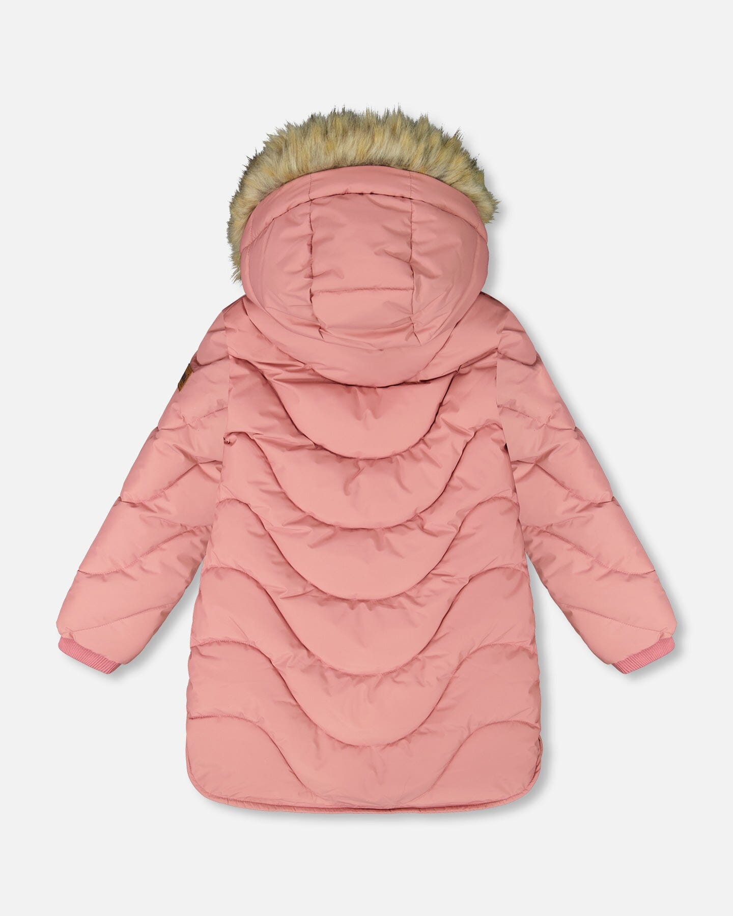Long Wavy Quilt Puffy Winter Coat Dusty Pink
