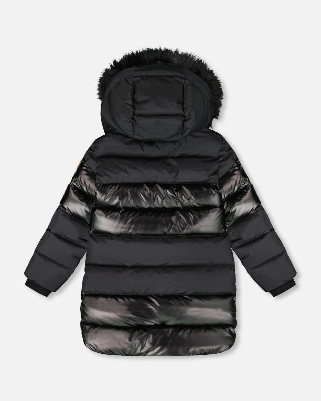 Long Metallic Puffy Coat Black