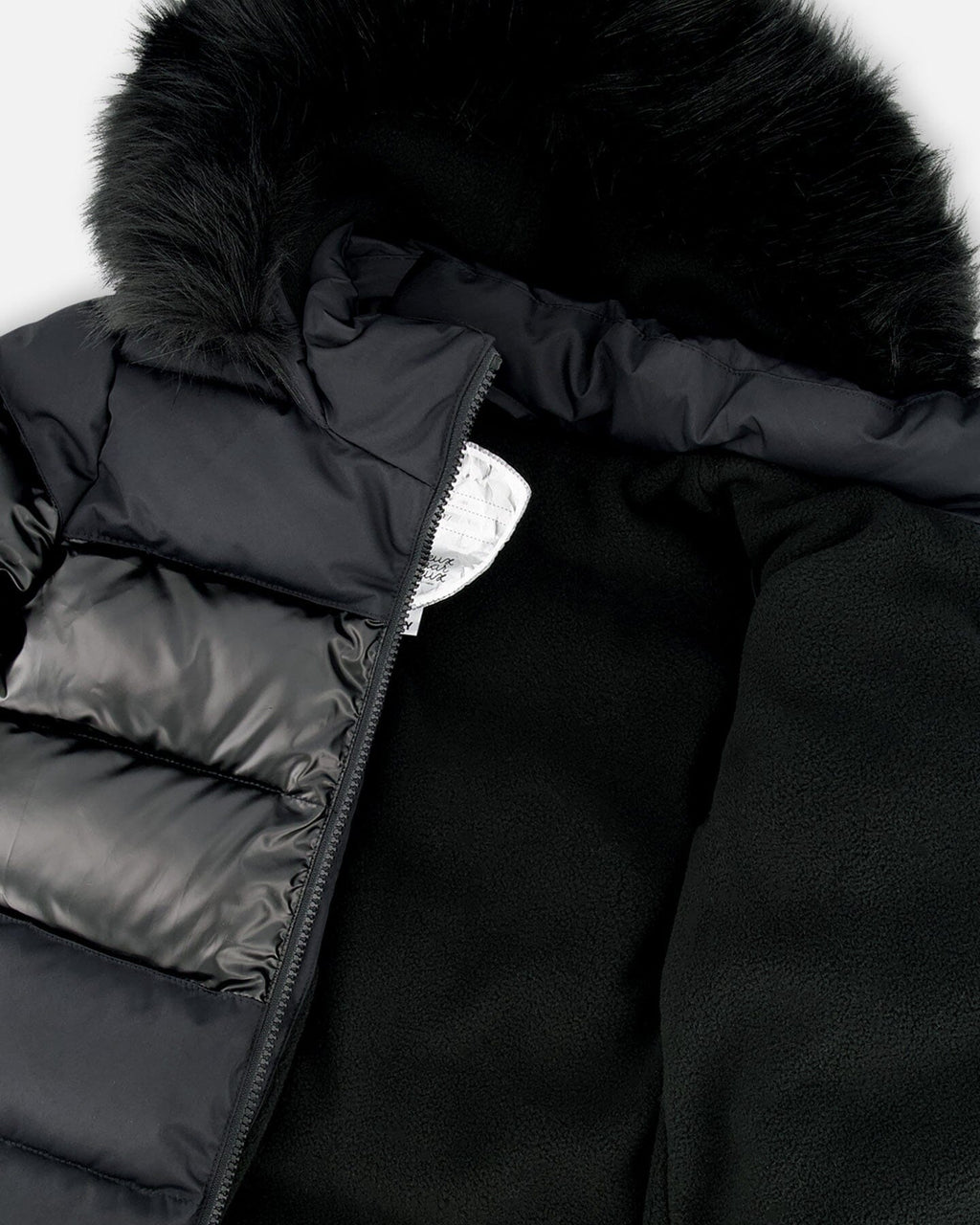 Long Metallic Puffy Coat Black
