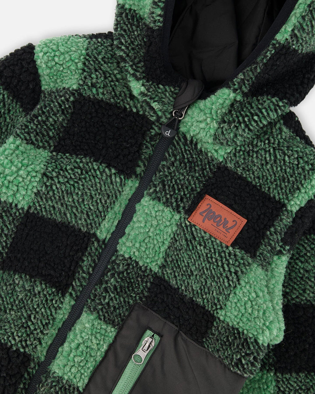 Reversible Mid-Season Sherpa Jacket Teal Plaid