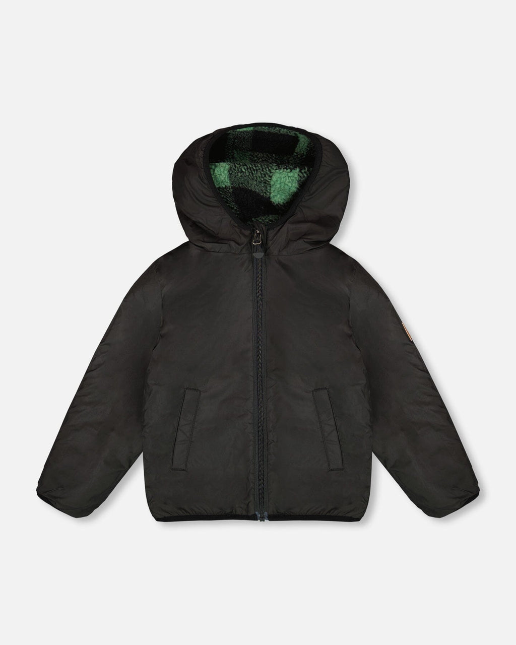Reversible Mid-Season Sherpa Jacket Teal Plaid