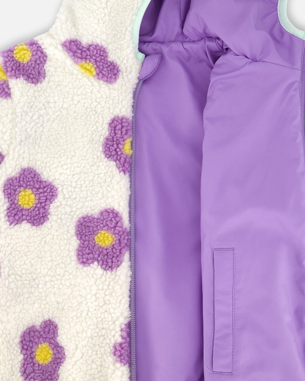 Reversible Mid-Season Sherpa Jacket Lavender Flower