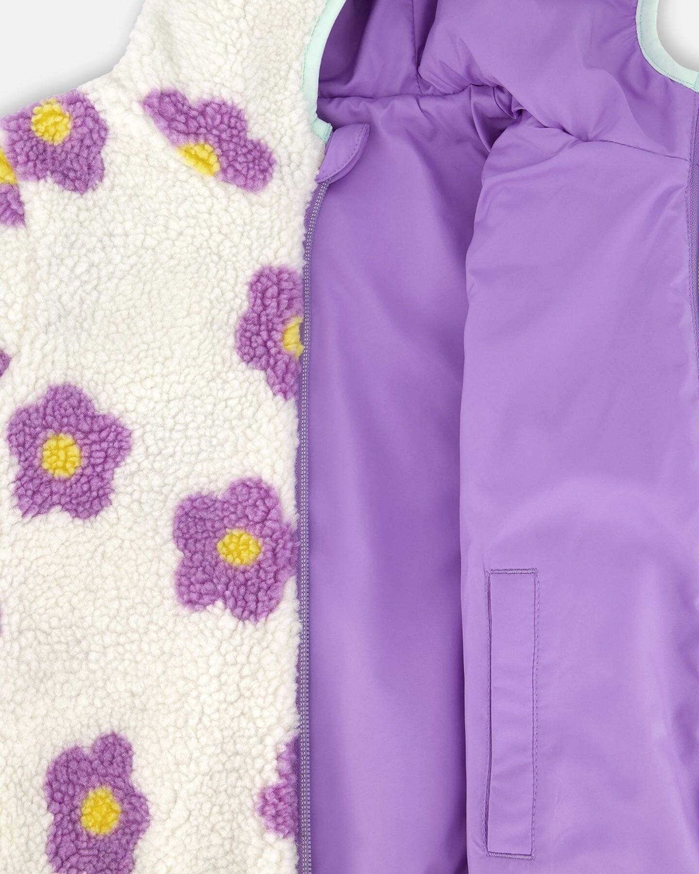 Reversible Mid-Season Sherpa Jacket Lavender Flower