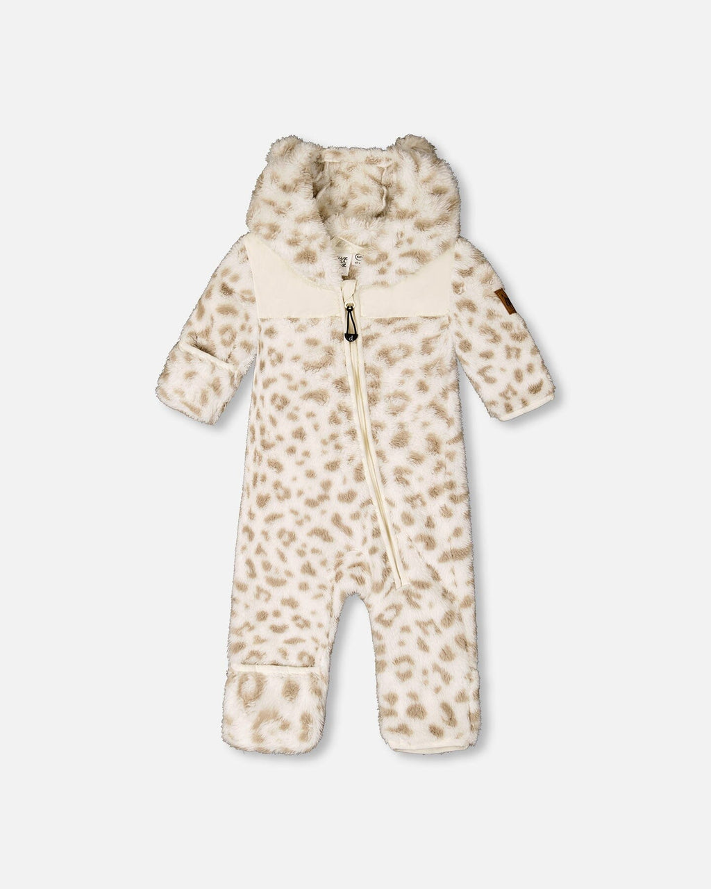 Baby Mid-Season Plush One Piece Outerwear Cream Leopard Print