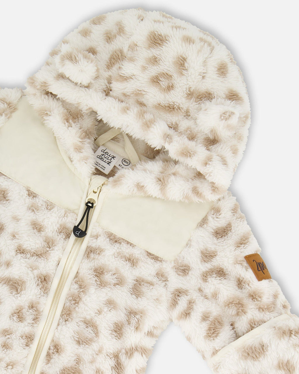 Baby Mid-Season Plush One Piece Outerwear Cream Leopard Print