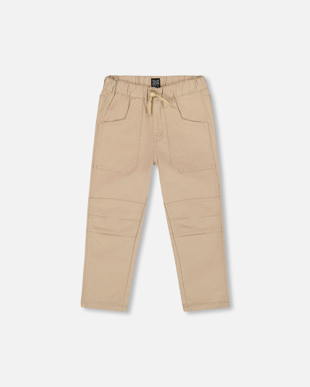 Twill Jogger Pants With Patch Pockets In Beige