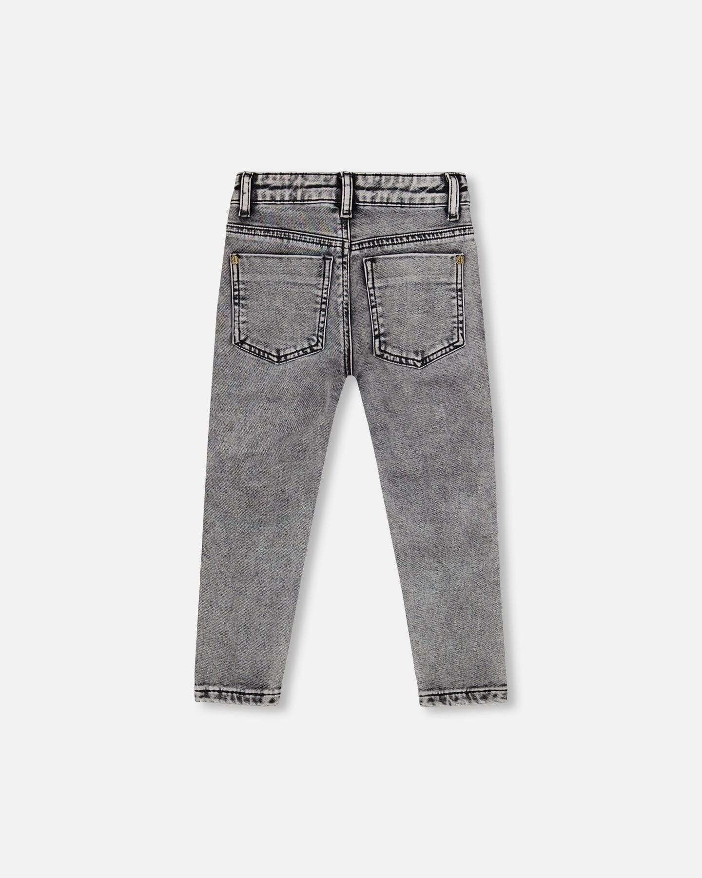 French Terry Black Denim Pants With Contrasting Patch