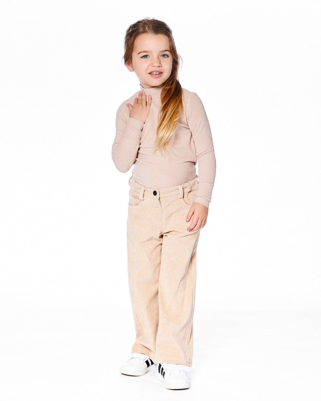 Wide Leg Corduroy Pants Beige