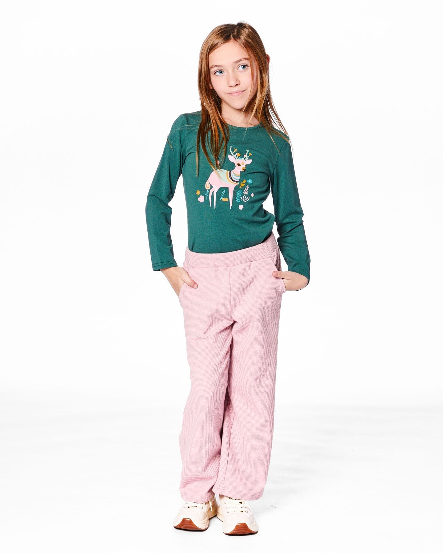 Waffle Flare Leg Pants Dusty Pink