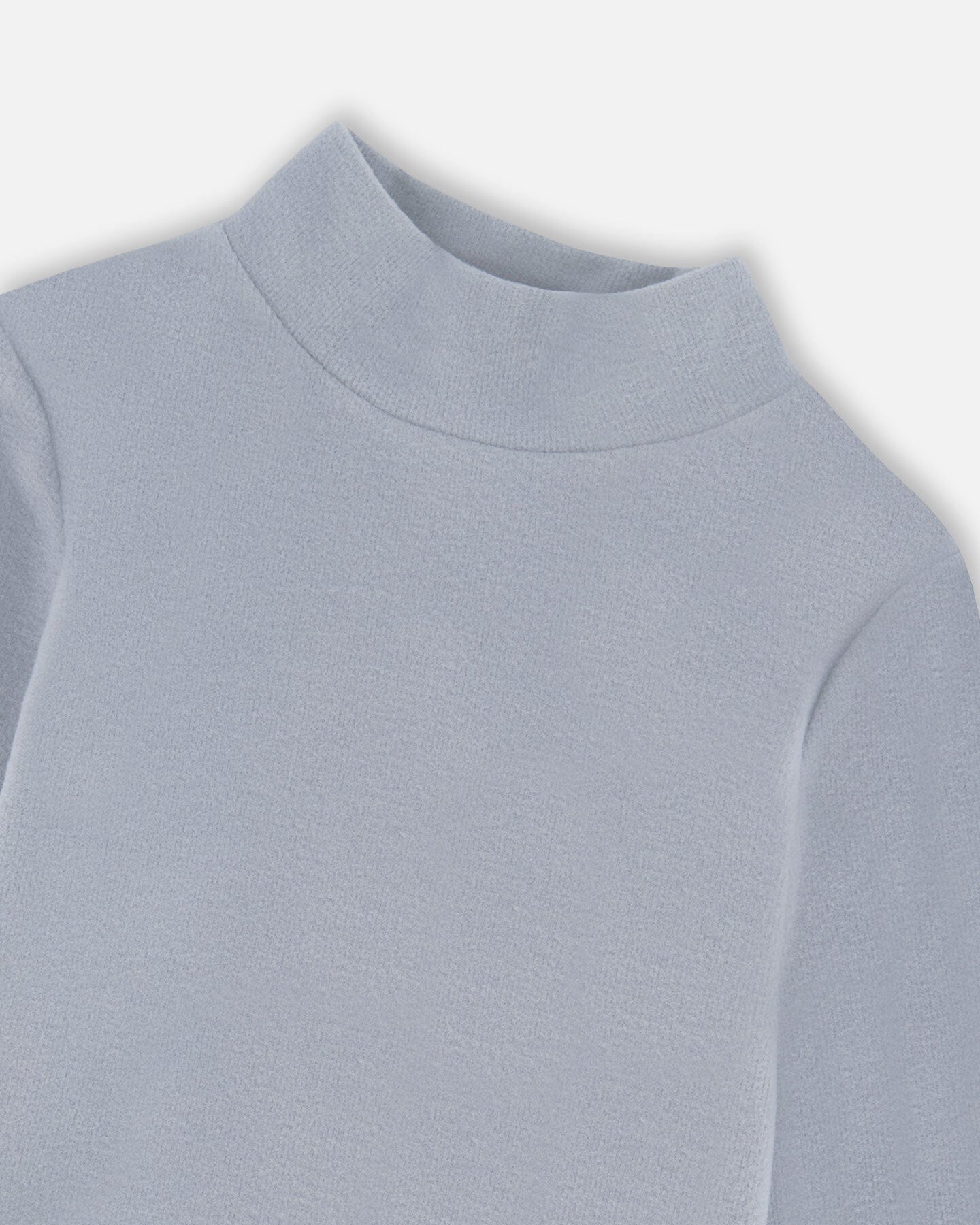 Super Soft Ribbed Mock Neck Top Blue Gray