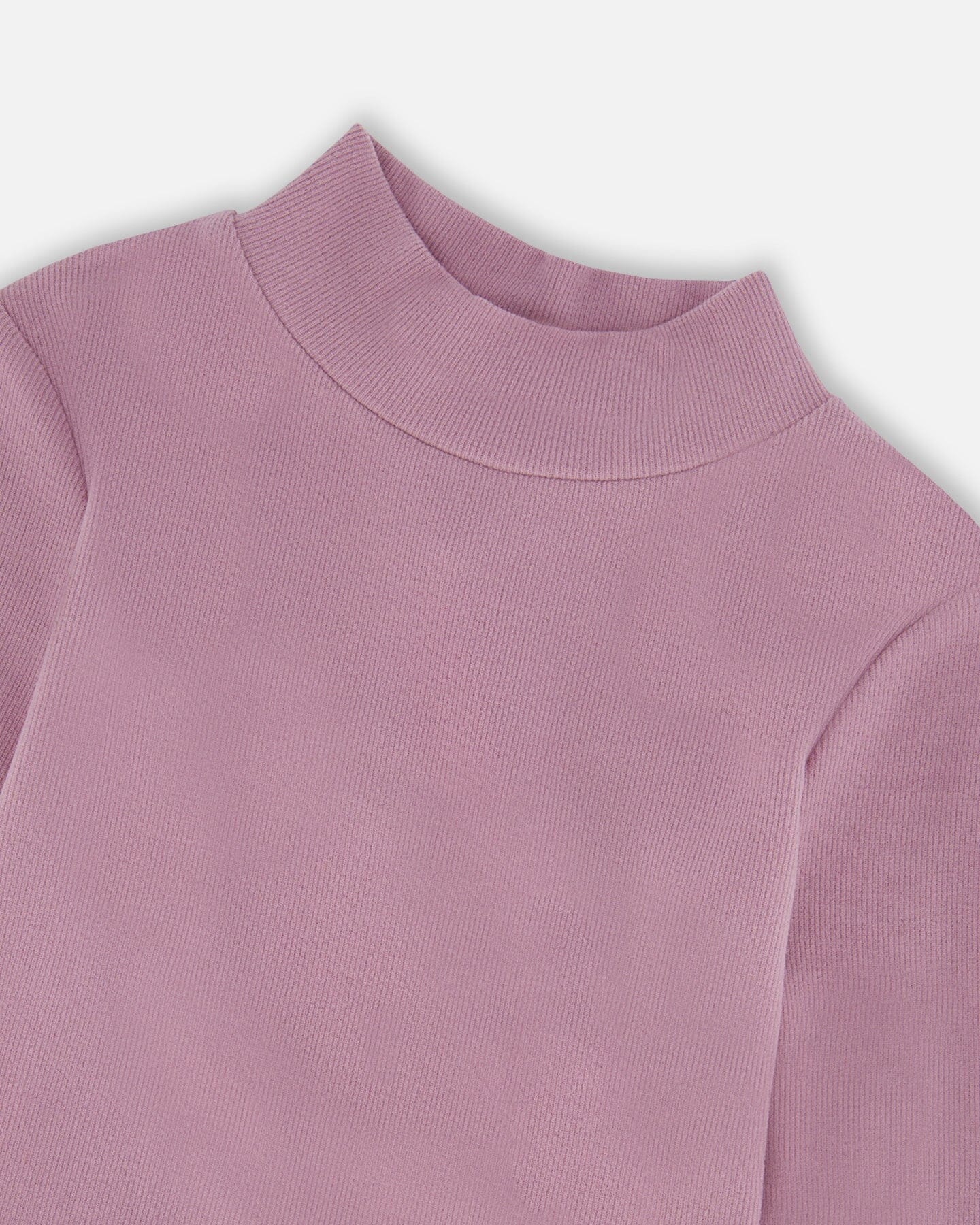 Super Soft Ribbed Mock Neck Top Purple Gray