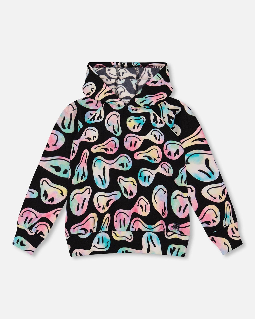 Pullover Fleece Hoodie Smiley Face Girl