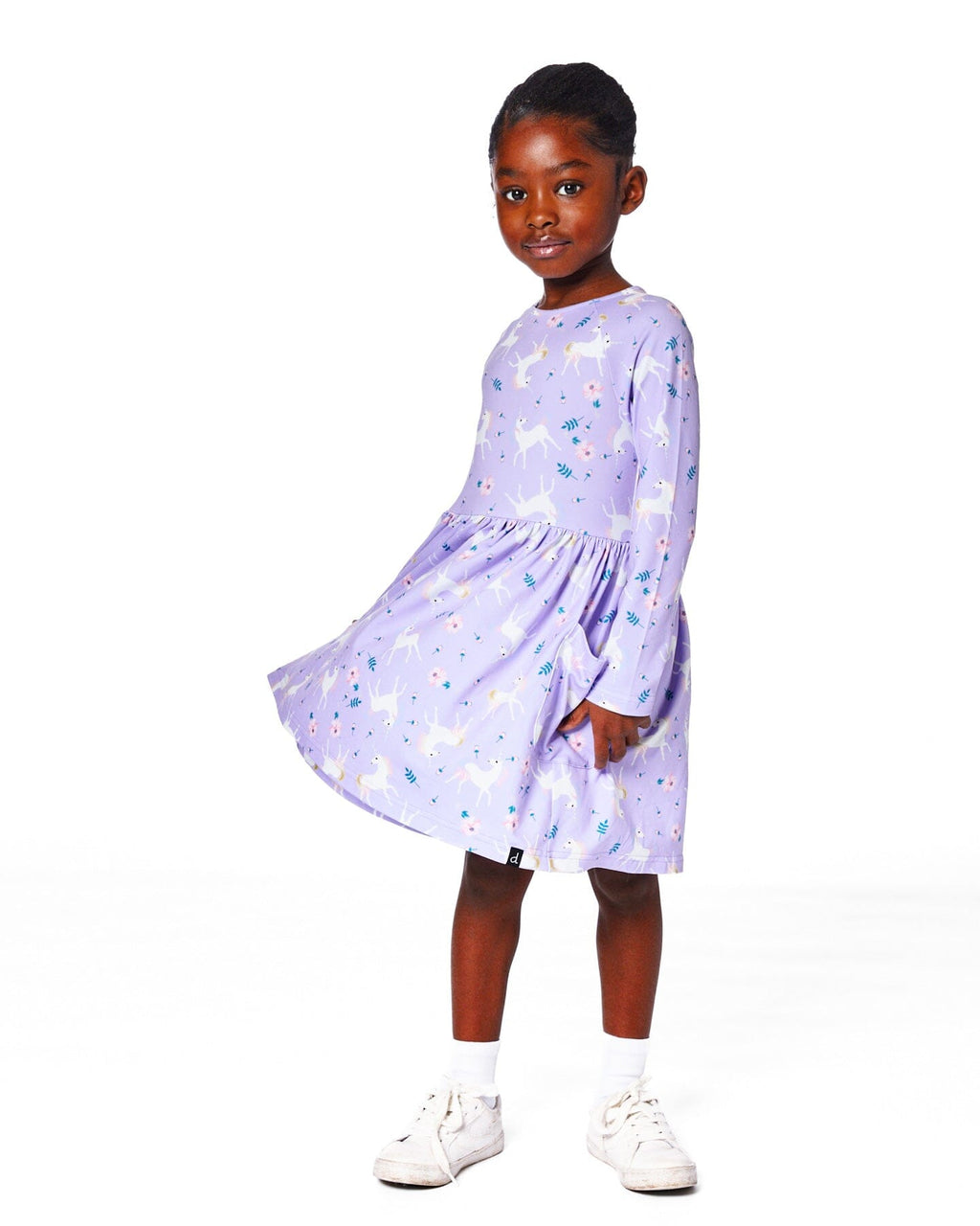 Jersey Dress With Pockets Lilac Unicorn Print