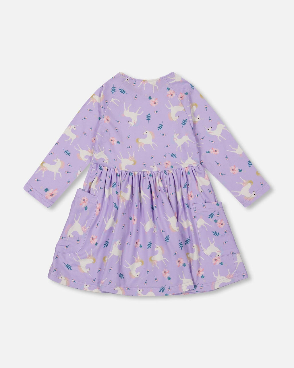 Jersey Dress With Pockets Lilac Unicorn Print