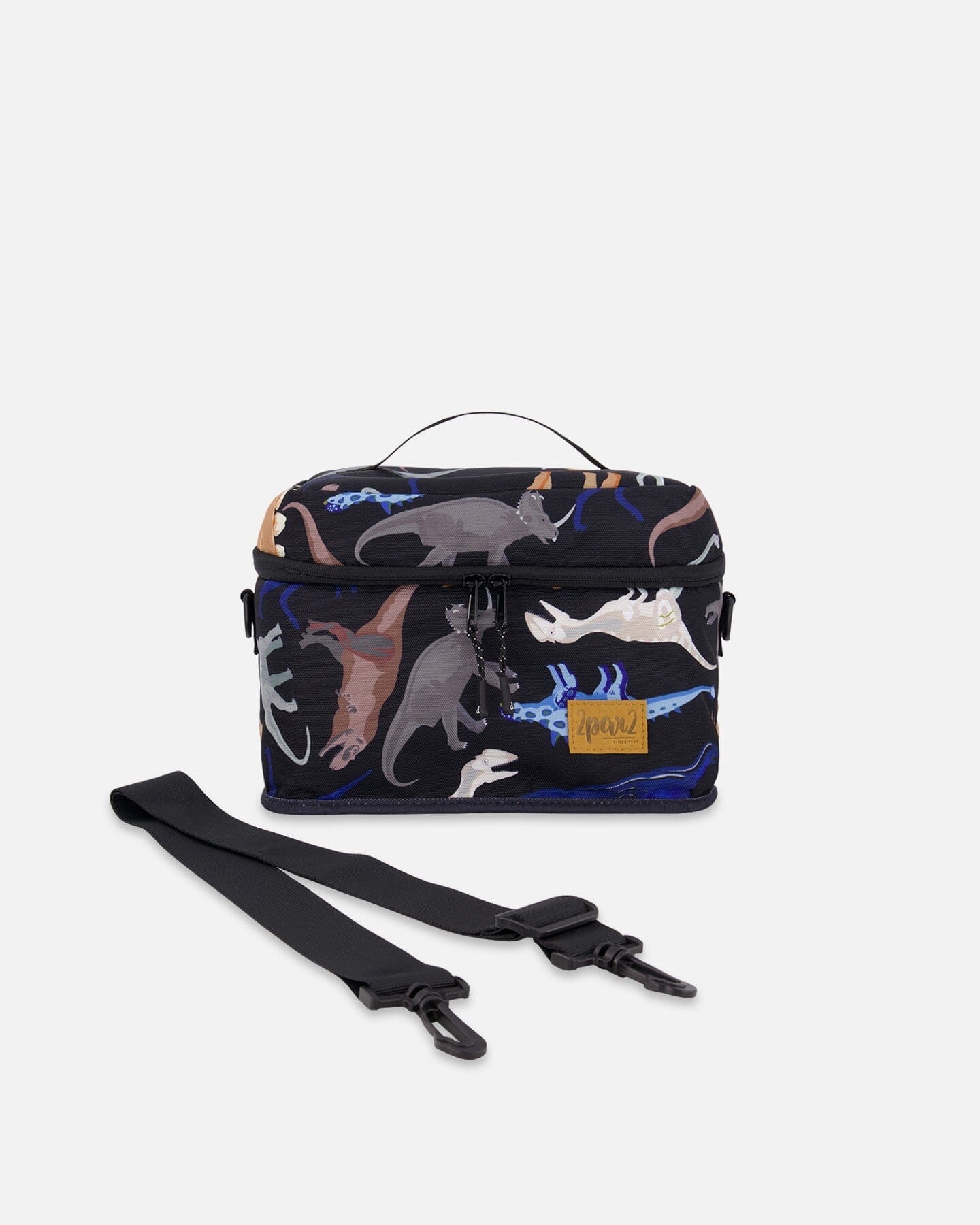 Lunch Box Black Dinosaur Print