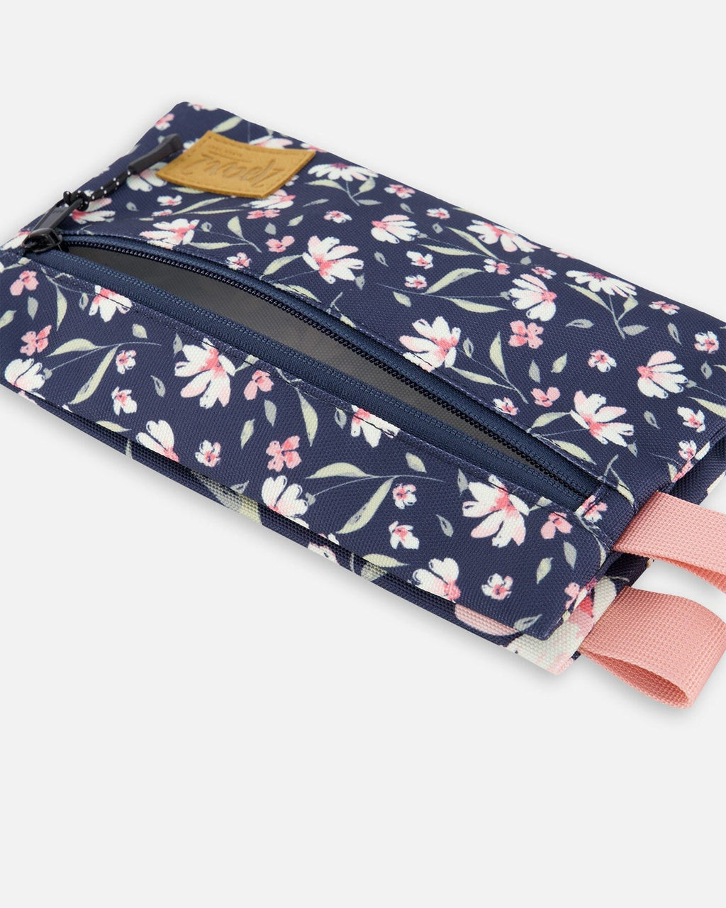 Double Pencil Case Navy Flower Print