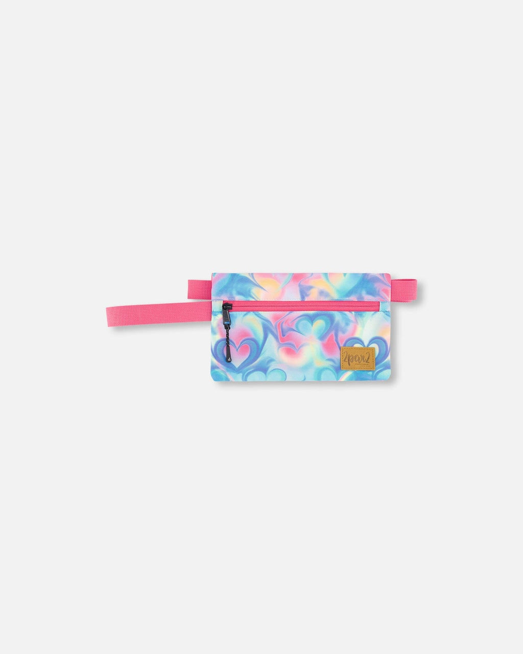 Double Pencil Case Rainbow Heart Print