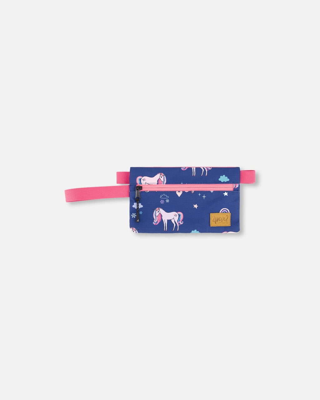 Double Pencil Case Navy Unicorn Print