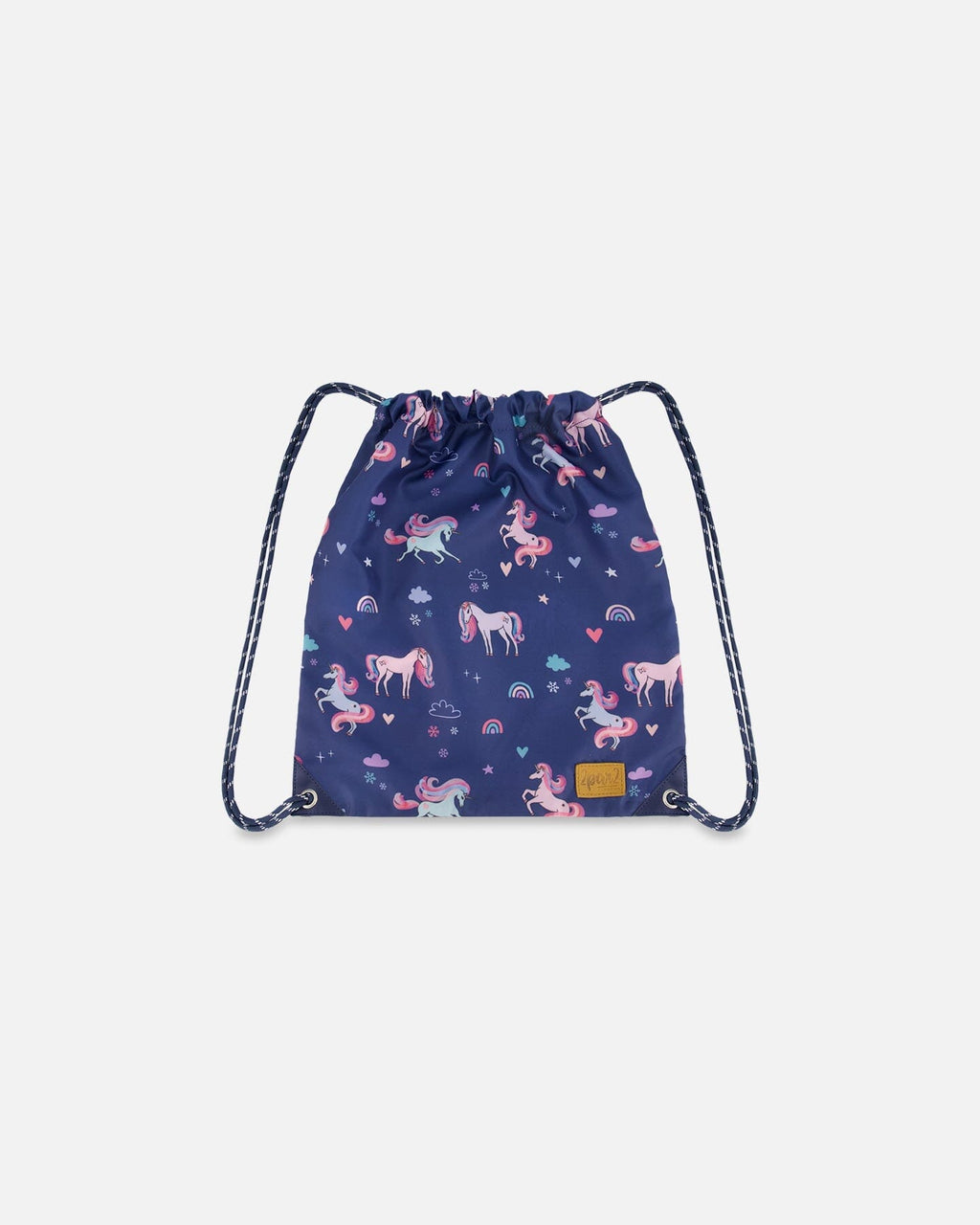 Drawstring Bag Navy Unicorn Print