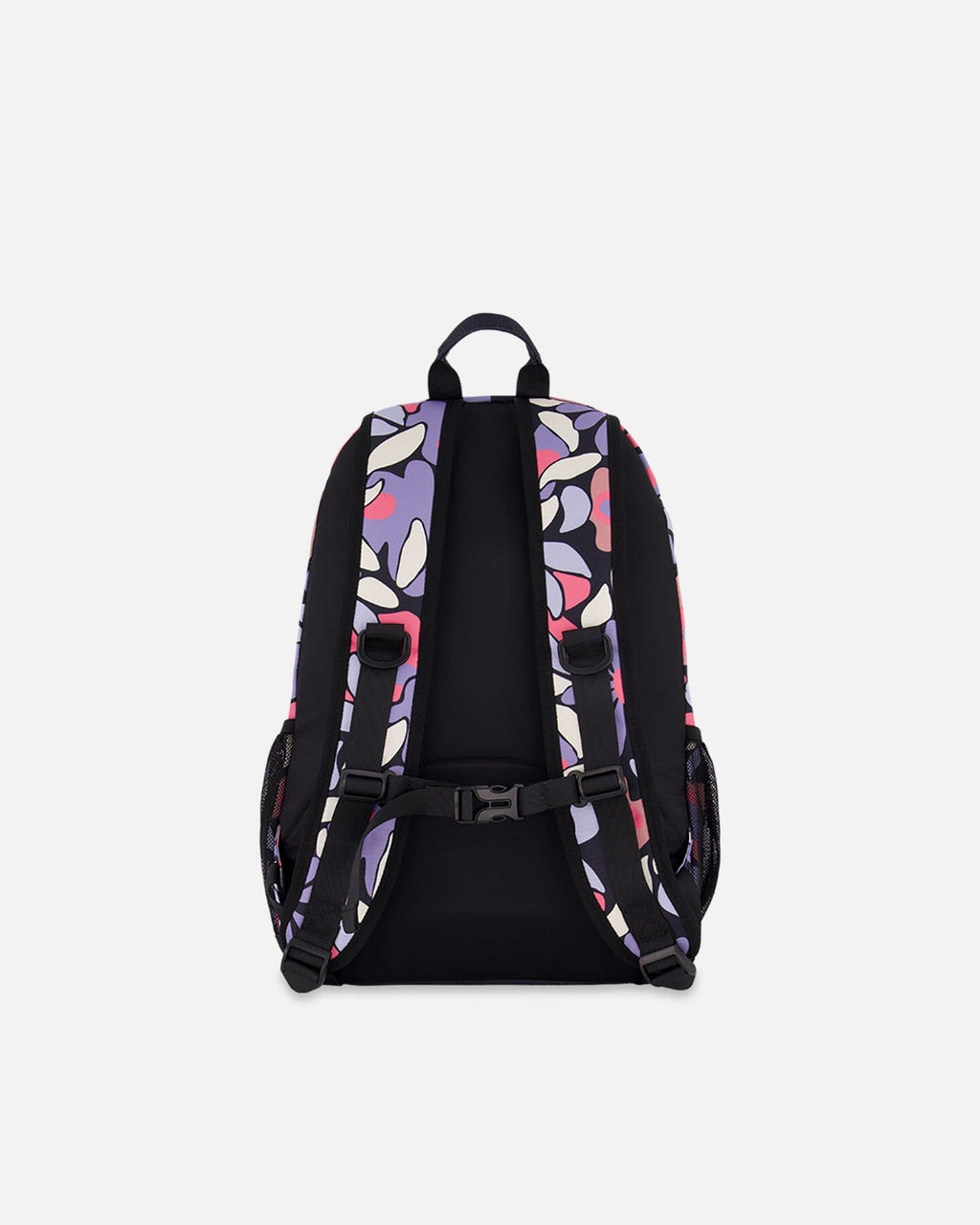 Kids Backpack Black Retro Flower Print