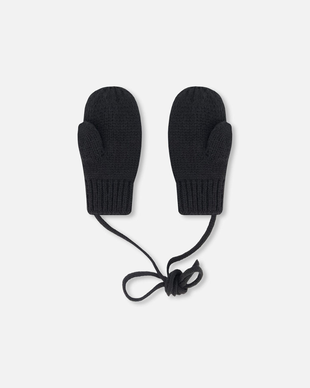 Baby Knit Mittens With String Black