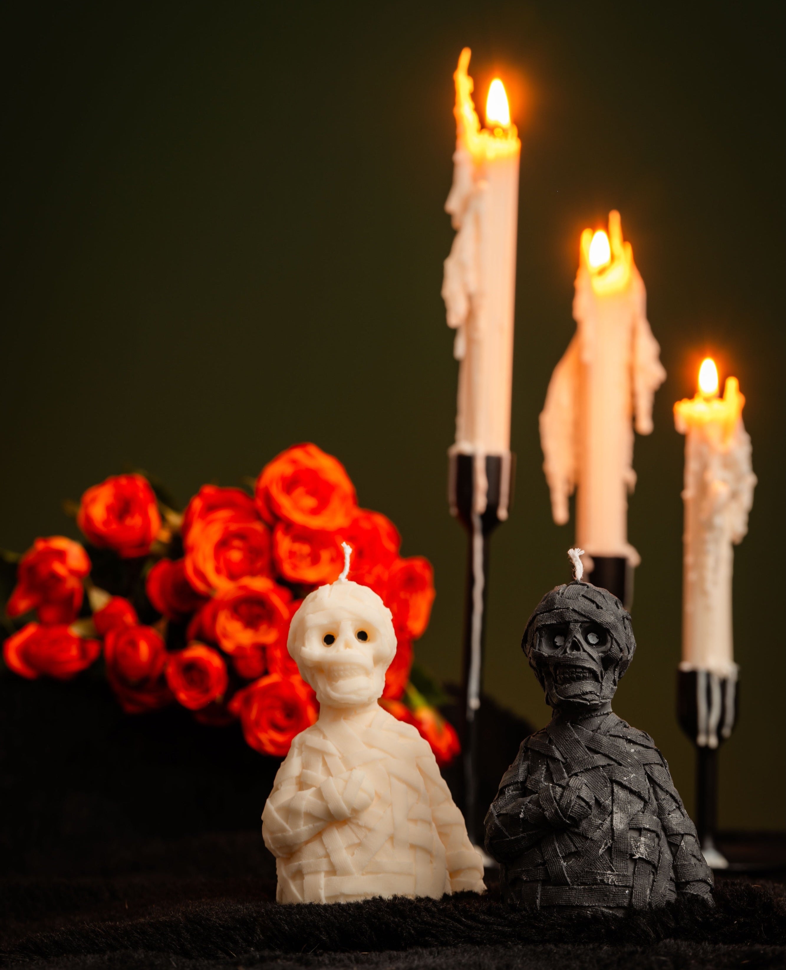 Halloween Gauze Zombie Skull Candle - Skeletal Decor