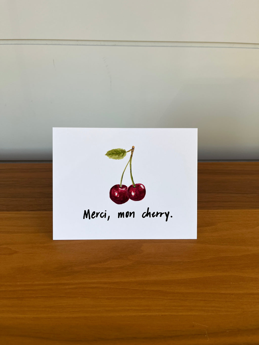 Merci, mon cherry | Punny Dad Joke Greeting Card
