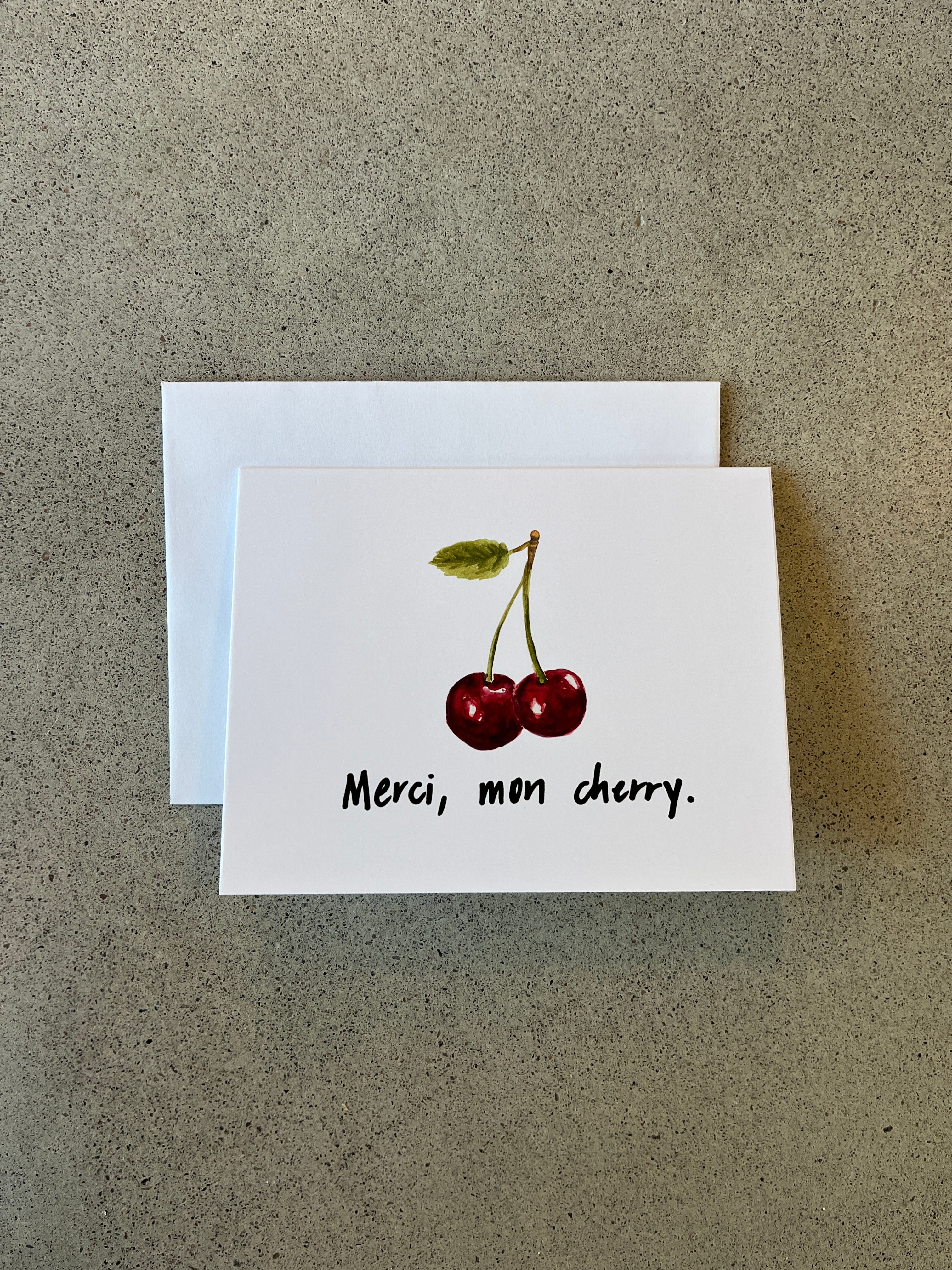 Merci, mon cherry | Punny Dad Joke Greeting Card
