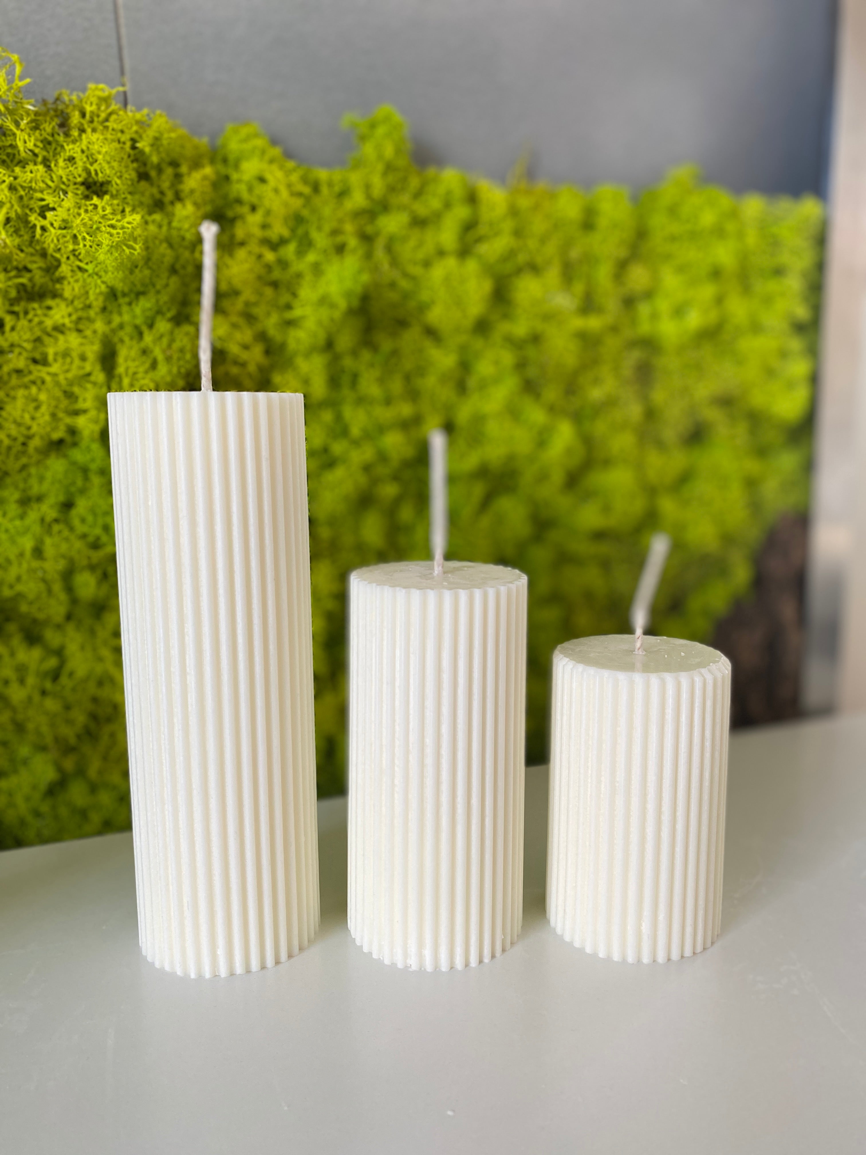 Ribbed Pillar Candle | Decorative Candle