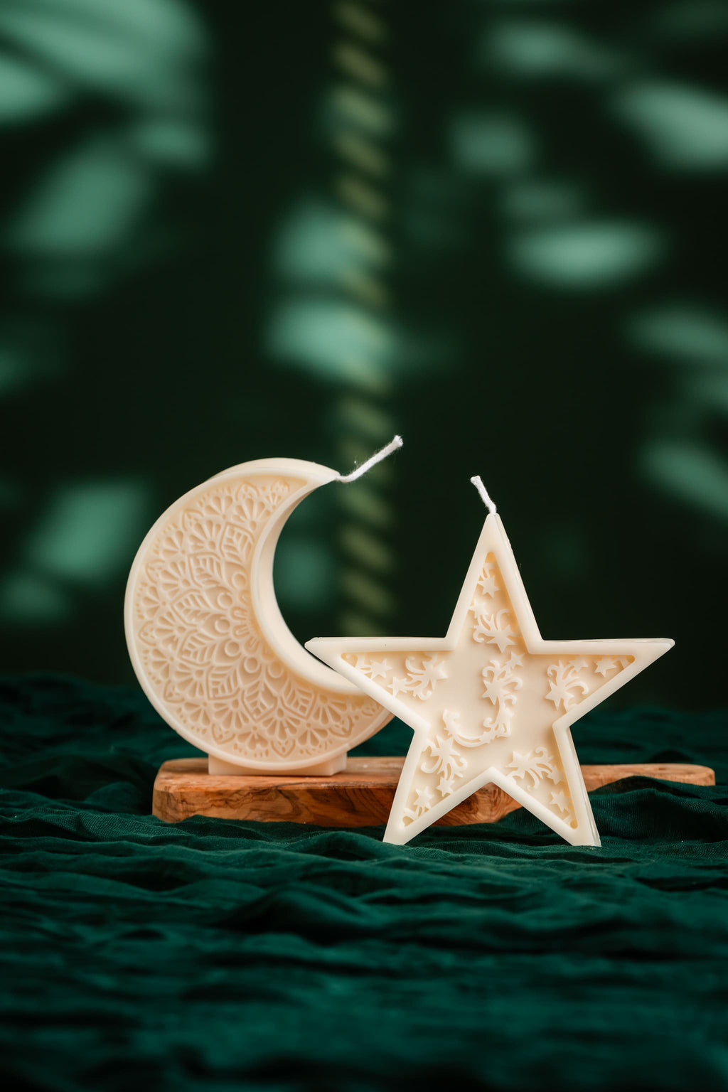 Mandala Crescent Moon & Star Candle | Aesthetic Decoration