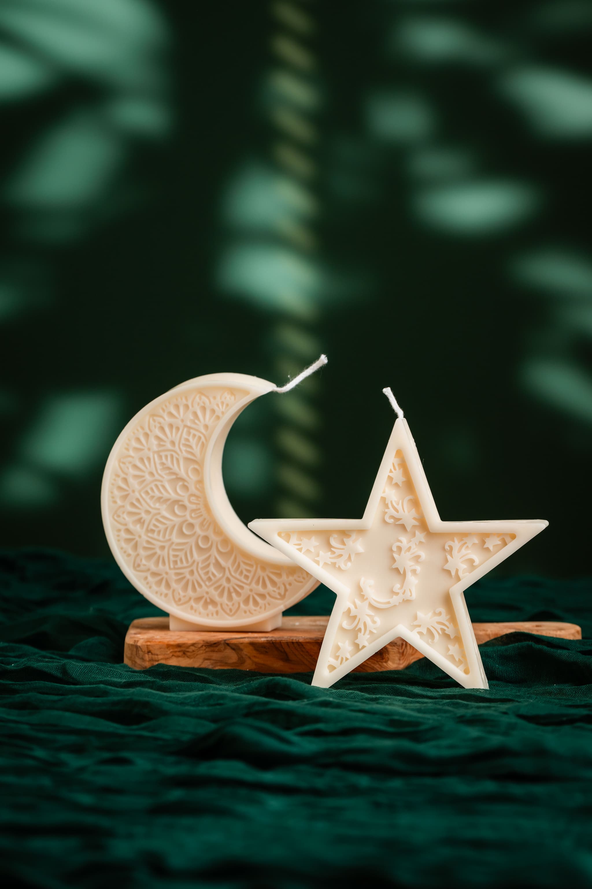 Mandala Crescent Moon & Star Candle | Aesthetic Decoration
