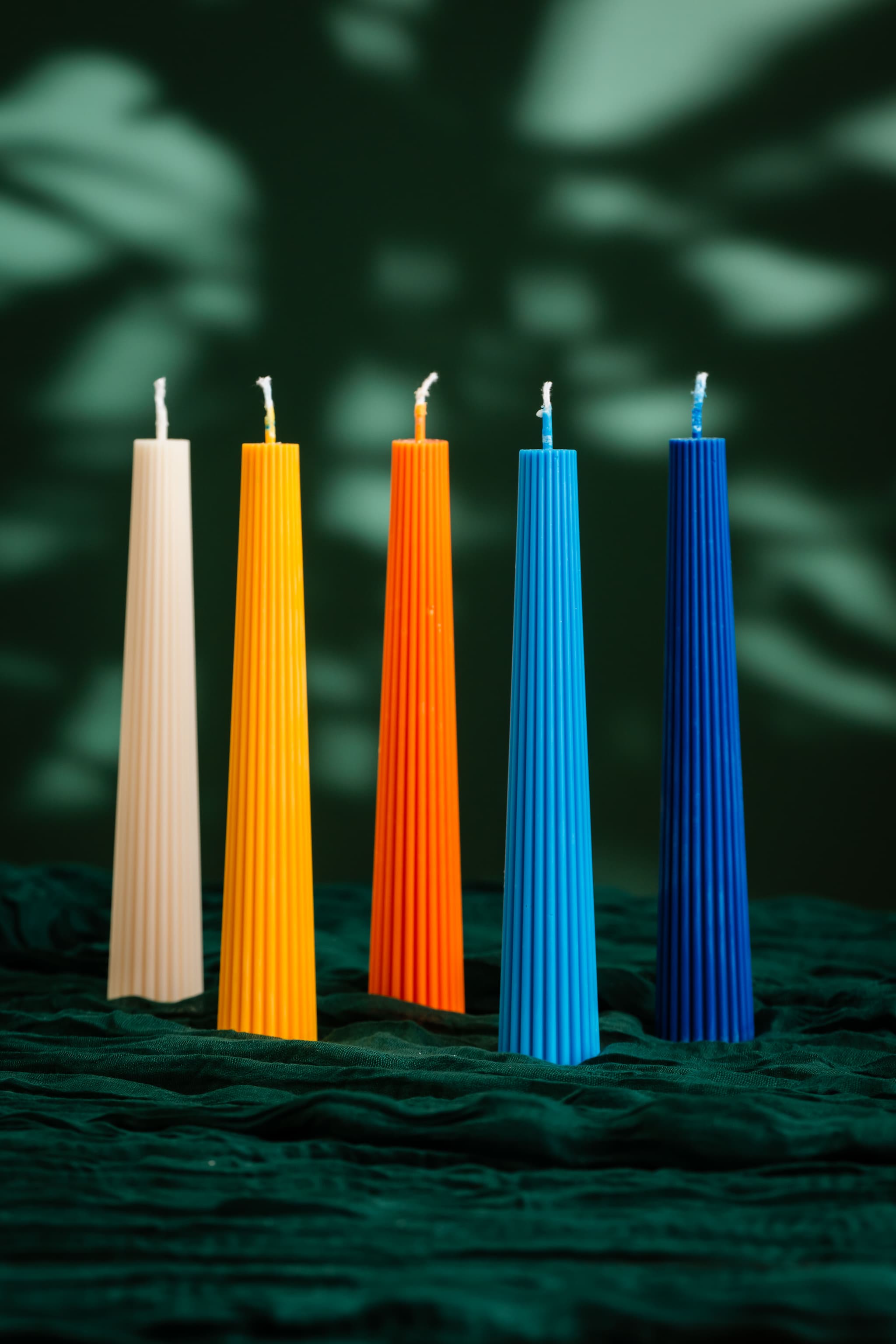 Ribbed Cylinder Candle – Colorful & Sculptural Statement