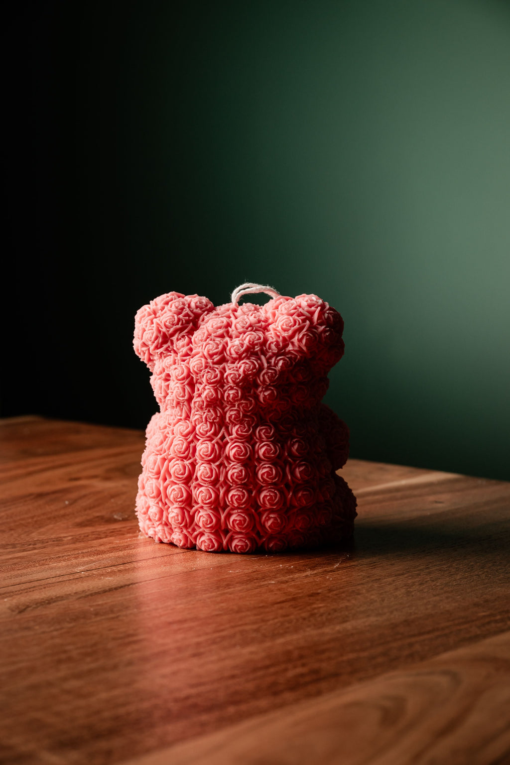 Large - Rose Teddy Bear with Heart, Candle Bear, Candle Rose