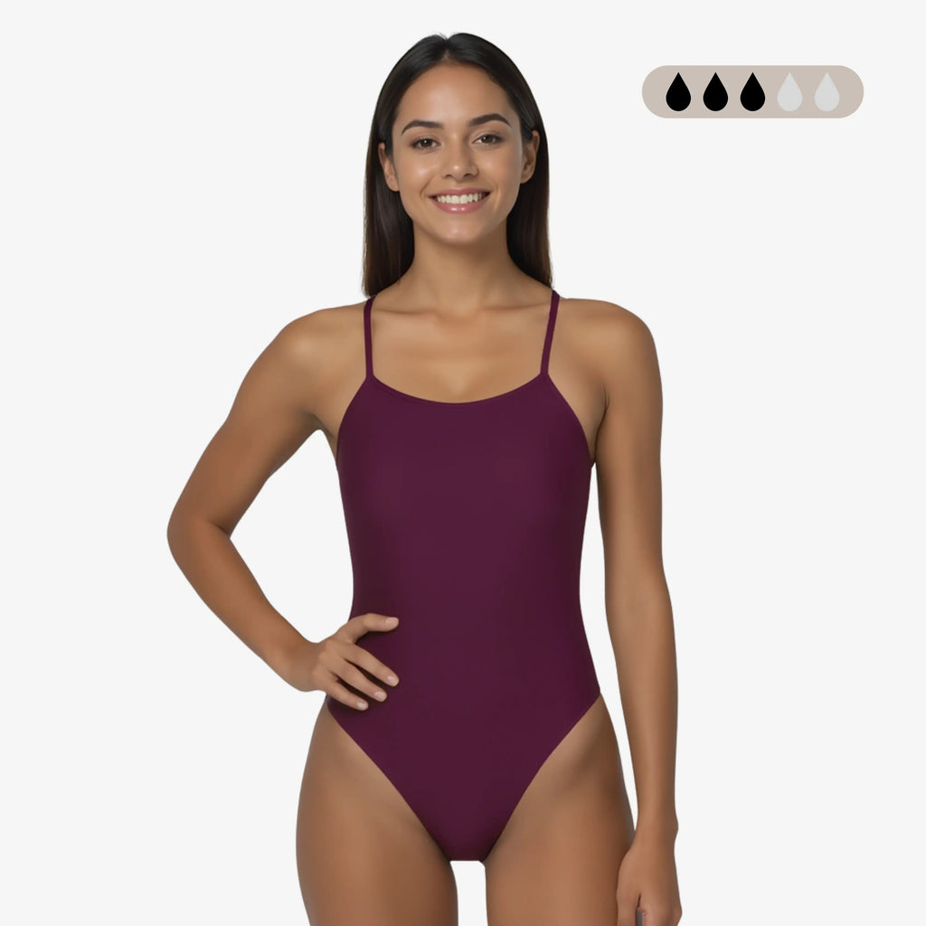 Norca SecureFlo Merlot X-Back women's period proof swimsuit