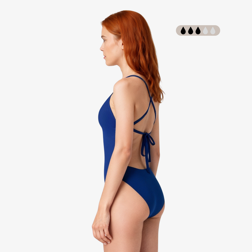 Norca SecureFlo Cobalt Tie-Back Period Swimsuit | Leakproof Comfort