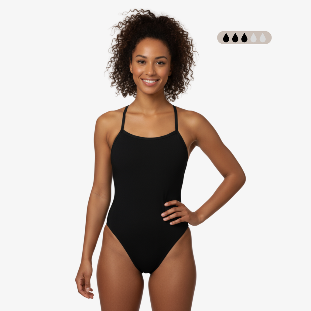 Norca SecureFlo Onyx Tie-Back Period Swimsuit – Leak-Proof Performance