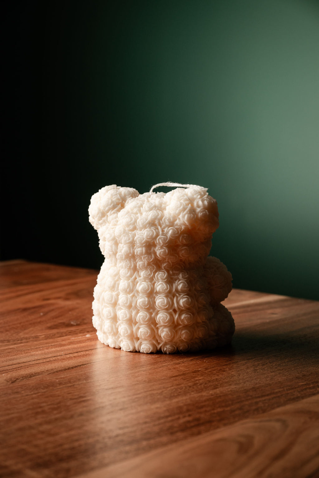 Large - Rose Teddy Bear with Heart, Candle Bear, Candle Rose