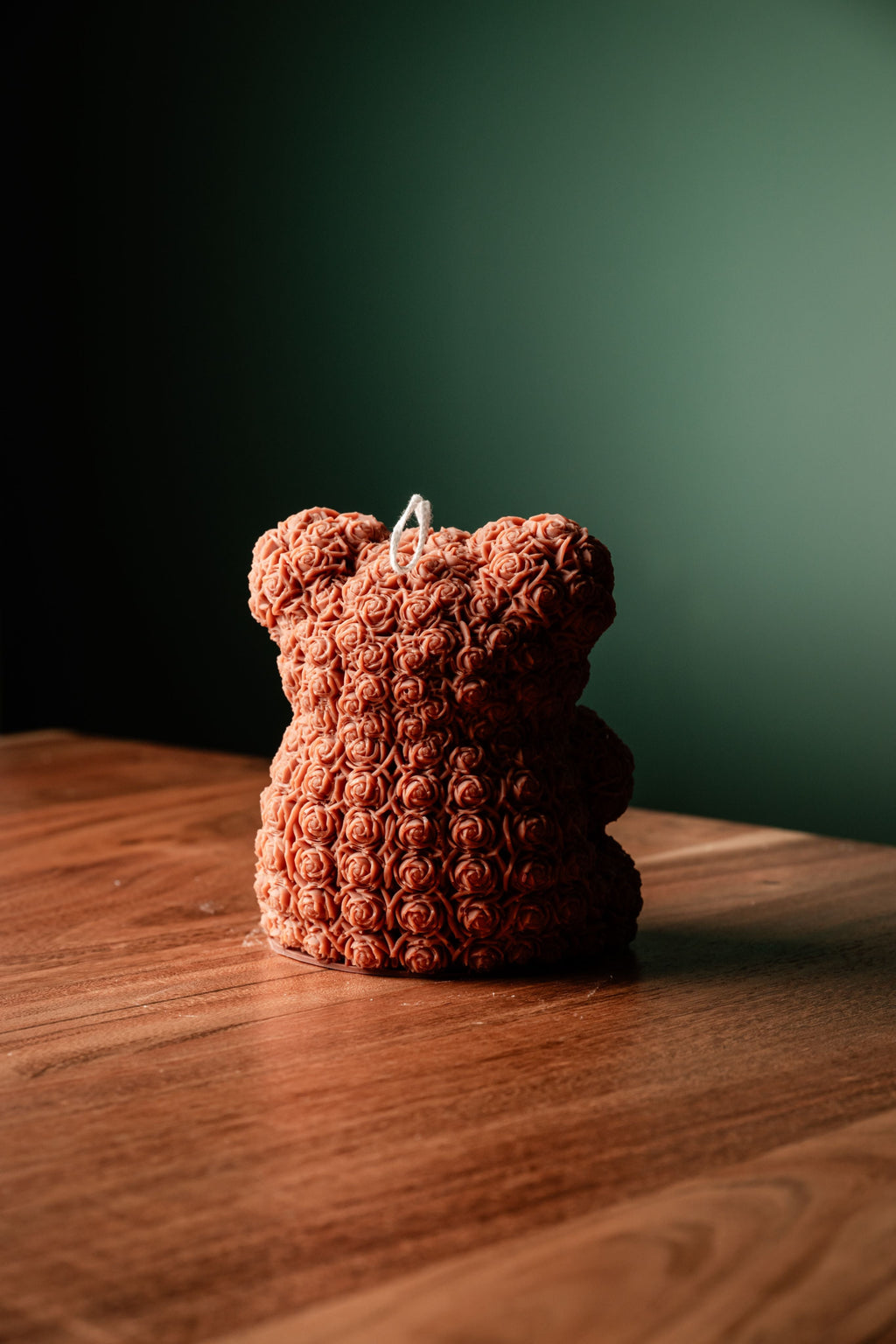 Large - Rose Teddy Bear with Heart, Candle Bear, Candle Rose