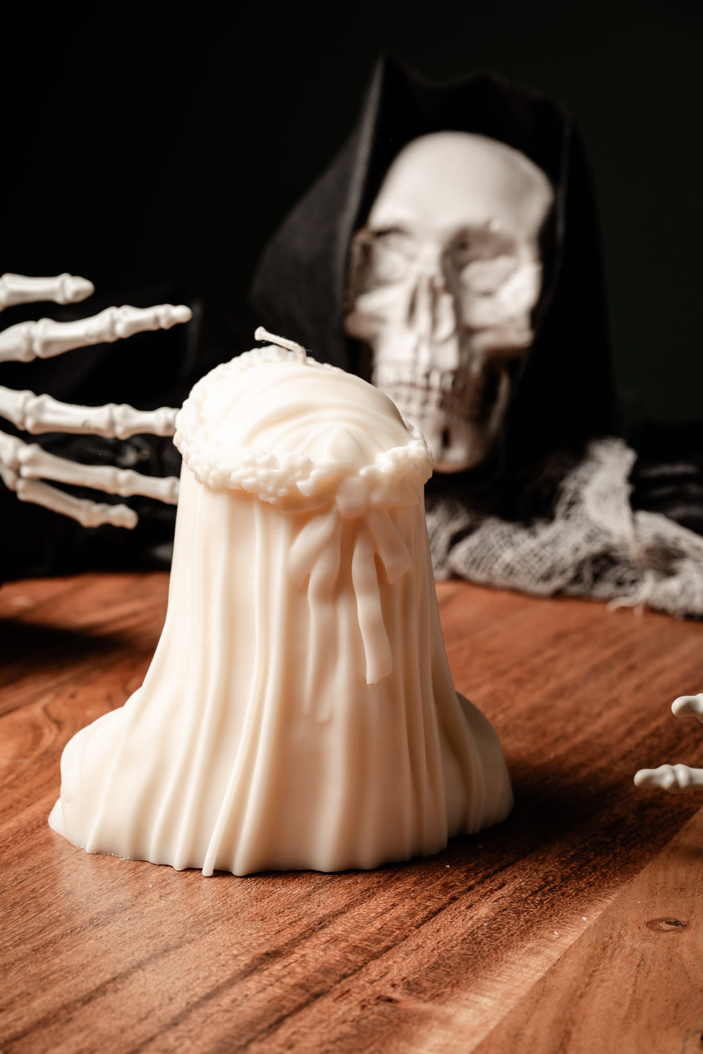 Large Skeleton Veiled Candle - Gothic Candle - Bust Skeleton