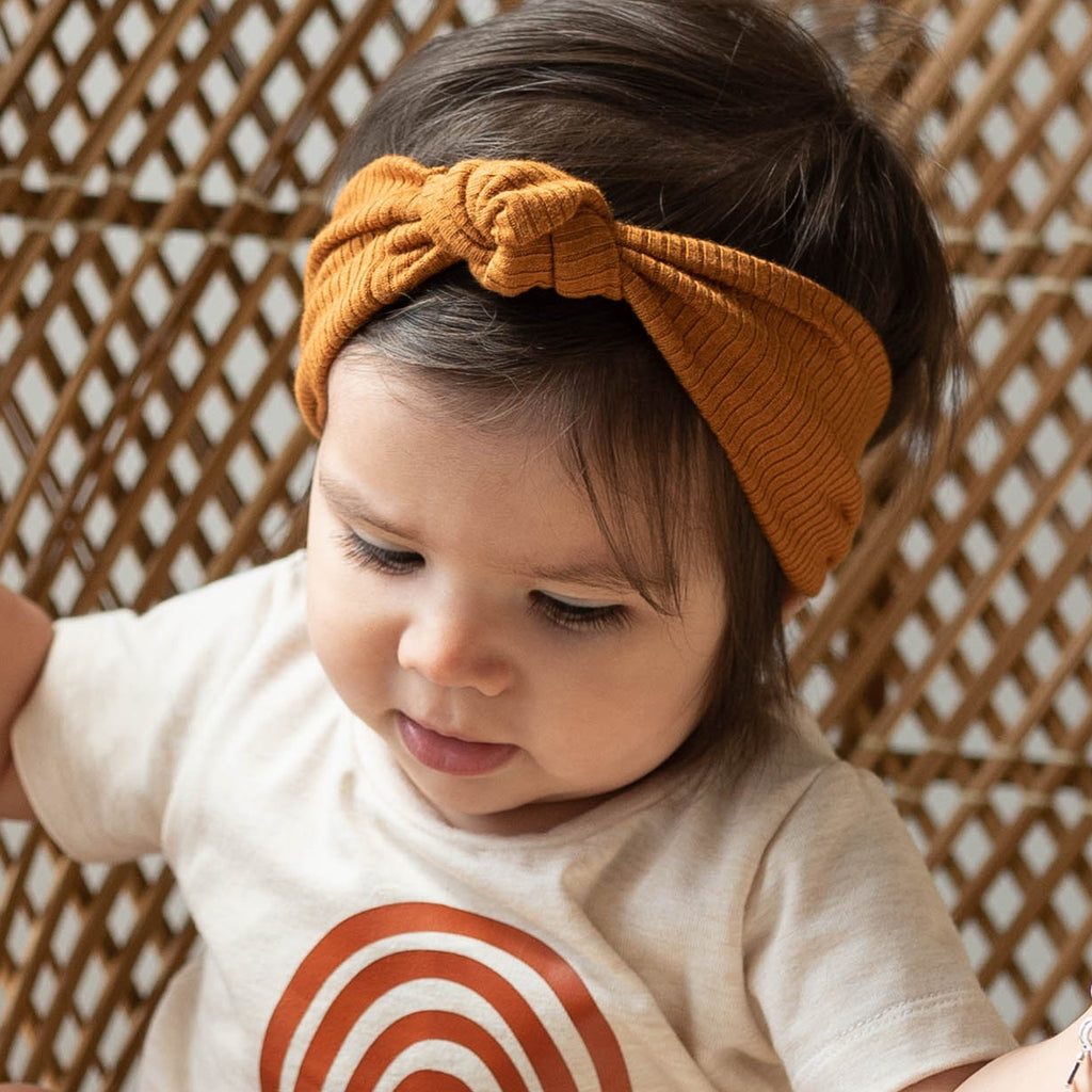 Modal Ribbed Turban Headwrap | Caramel